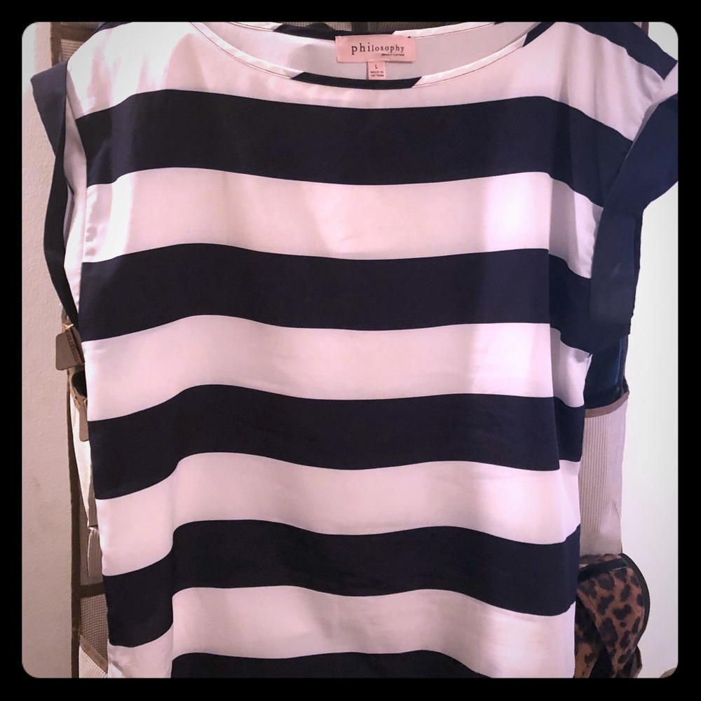 Navy & White Striped Blouse